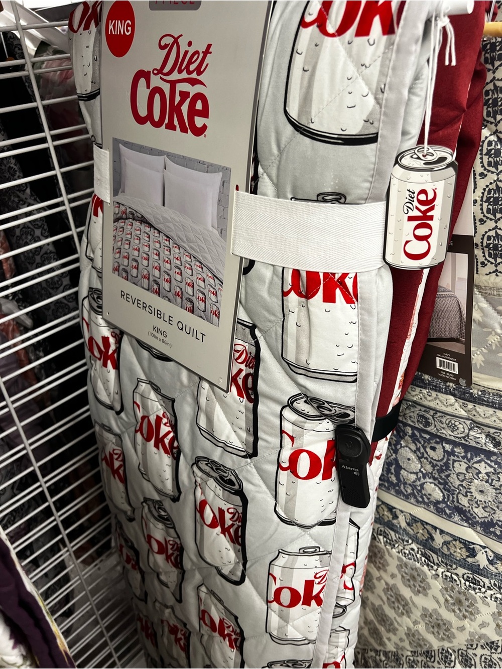 Diet Coke king Reversible Quilt - White & Red